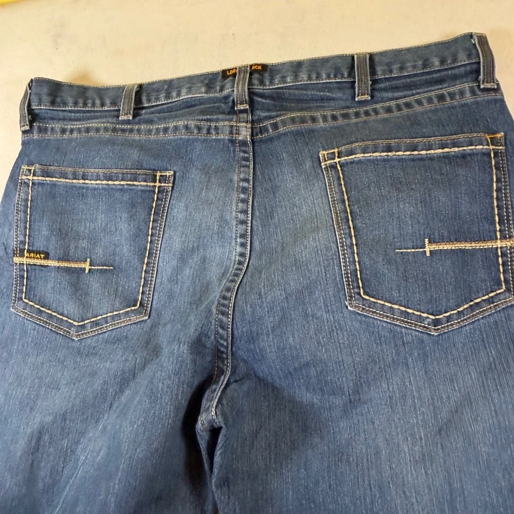 Ariat Rebar M4 Relaxed Boot Cut Jeans Mens 42x36 Medium Wash Blue Denim Workwear